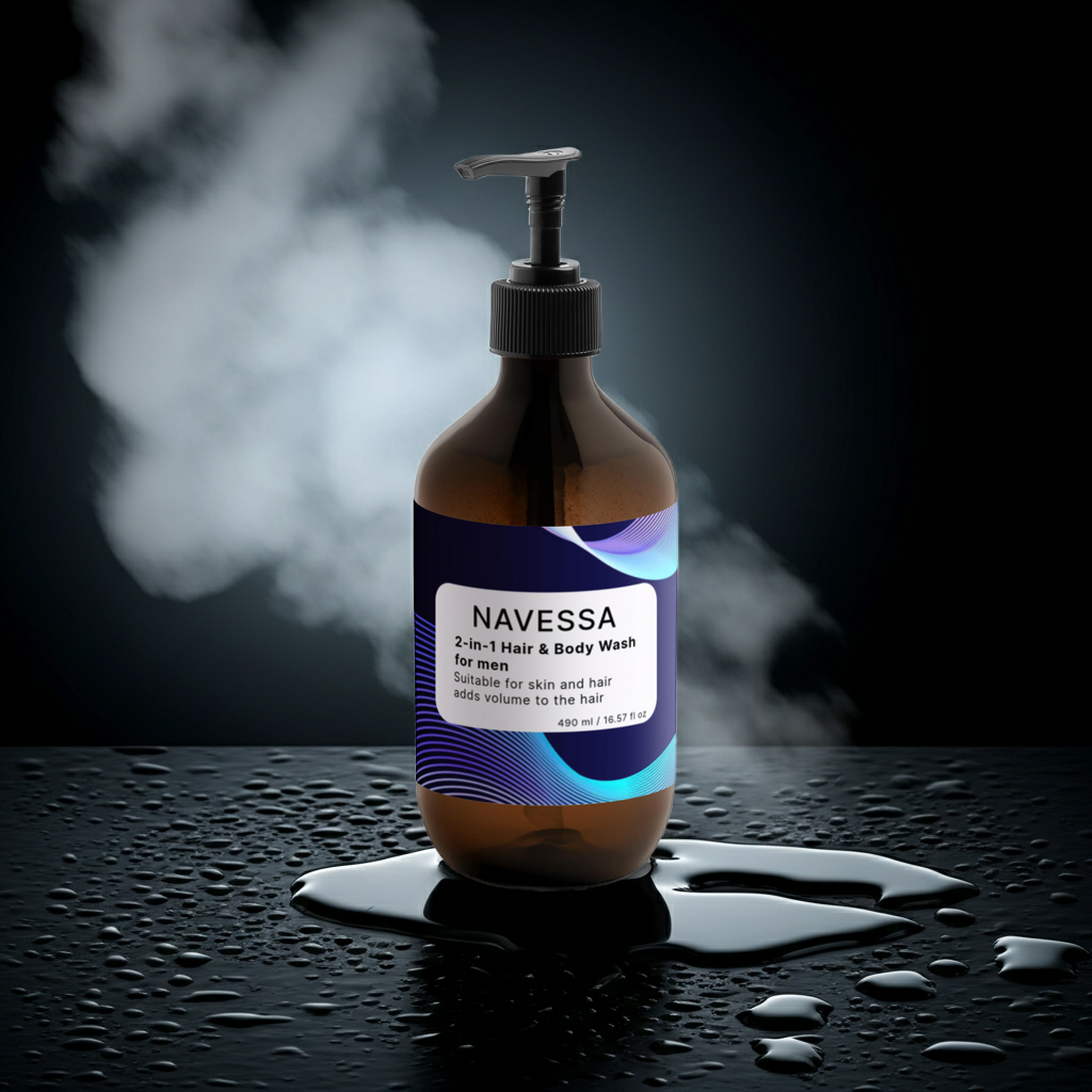 2-in-1 Hair & Body Wash for Men – Vegan, Woody Scent 490ml