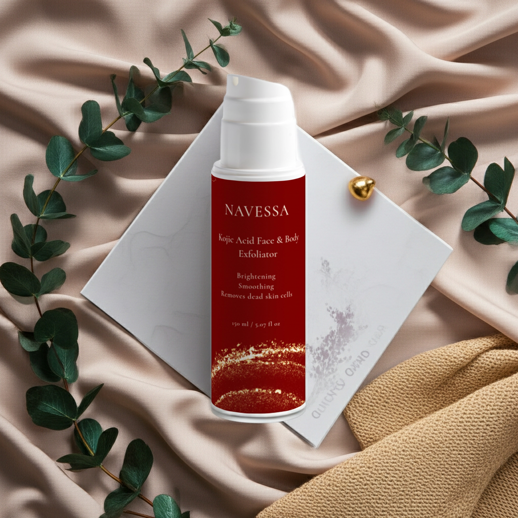 Brightening scrub with kojic acid and vitamin C