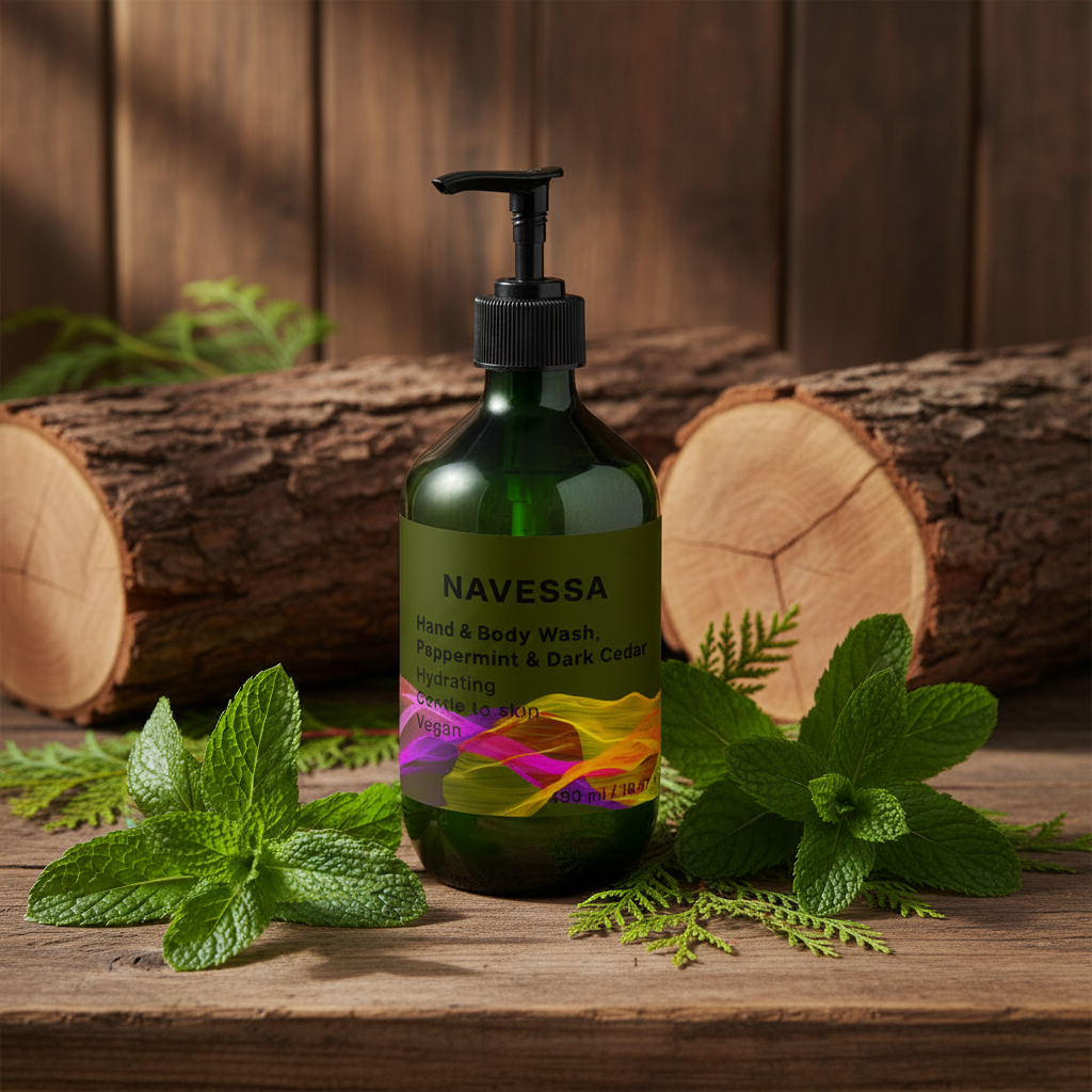 Hand & Body Wash, Peppermint & Dark Cedar